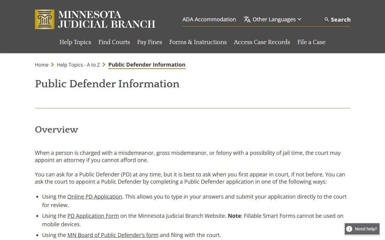 Redwood County court dockets public defender court appearances