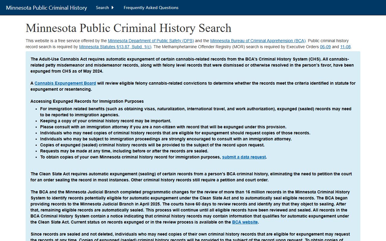 Redwood County criminal court records BCA public criminal history information