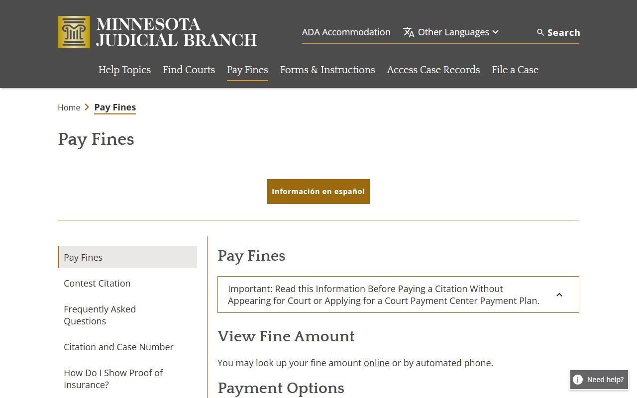 Redwood County traffic court records payment and citation source