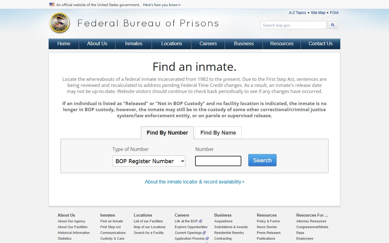Redwood County inmate search federal BOP inmate locator